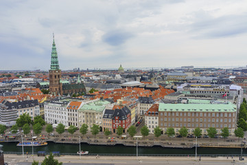 Fototapeta na wymiar Superb aerial view from Christiansborg Palace