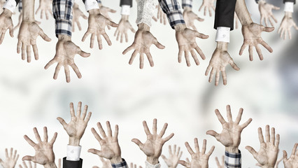 Fototapeta premium Group of people with raised hands