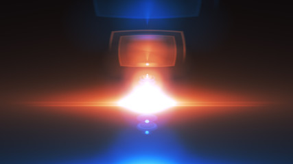 Beautiful light flares. Glowing streaks on dark background. Police light flares
