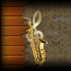 Fototapeta premium musical background blurred brick wall and wood planks
