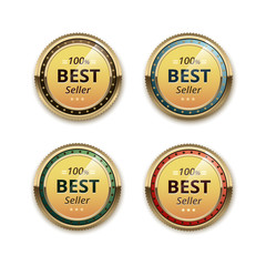 Set of Top Quality Guarantee Golden labels Isolated on Background
