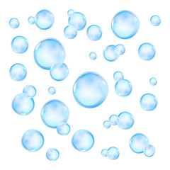 Realistic soap bubbles with rainbow reflection set isolated vector illustration