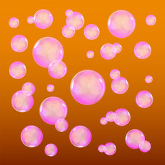 Vector Illustration of Water Drops on an Orange Background