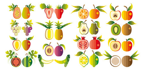Illustration of a set  fruit.