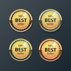 Set of Top Quality Guarantee Golden labels Close up Isolated