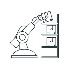 Packages and robot icon. Delivery shipping and industry theme. Isolated design. Vector illustration