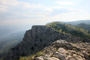Fototapeta premium beautiful panoramic view from top of crimean mountain peak Ai-Pe