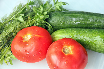 ingridients for hit of summer season fresh vegetable salad,  tom