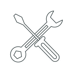 Wrench and screwdriver icon. Under construction and industry theme. Isolated design. Vector illustration