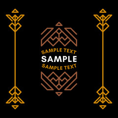 Decorative Geometric Logo and Borders. Brown on black background. Vector Ornaments, Vector Decoration, Line Ornament, Vector Logos, Vector Labels