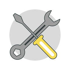 Wrench and screwdriver icon. Under construction and industry theme. Isolated design. Vector illustration