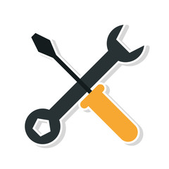 Wrench and screwdriver icon. Under construction and industry theme. Isolated design. Vector illustration