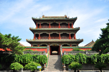Shenyang Imperial Palace (Mukden Palace) Phoenix Tower (Fenghuang Tower), Shenyang, Liaoning Province, China. Shenyang Imperial Palace is UNESCO world heritage site built in 400 years ago.