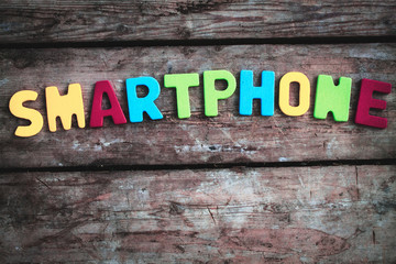 colorful word writen smartphone