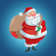 Santa cartoon with gift bag icon. Merry Christmas season and decoration theme. Colorful design. Vector illustration
