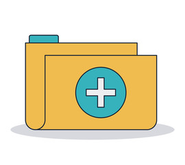 Cross shape inside file icon. Medical and health care theme. Colorful and isolated design. Vector illustration