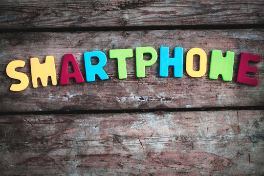colorful word writen smartphone