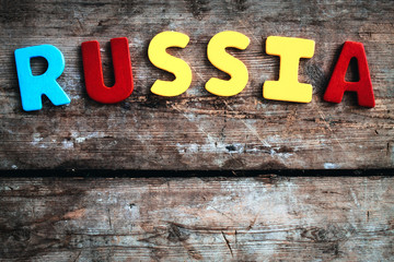 colorful word writen Russia