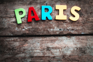 colorful word writen Paris
