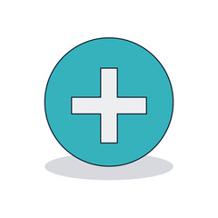 Cross shape inside circle icon. Medical and health care theme. Colorful and isolated design. Vector illustration