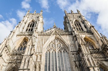 Fototapeta premium Landscape view of York Minster Yorkshire England with blue sky.