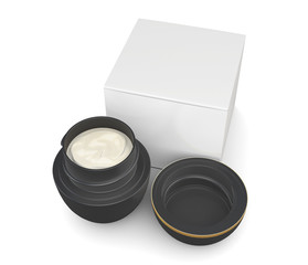 Jar of cream on a white background. 3d rendering