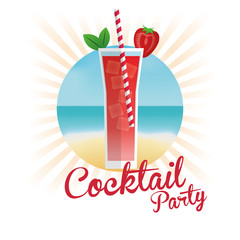 Cocktail inside circle icon. Summer party drinks and beverage theme. Colorful design. Vector illustration