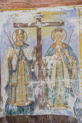 Fresken im Innenhof des Johannesklosters auf der Insel Patmos, Griechenland