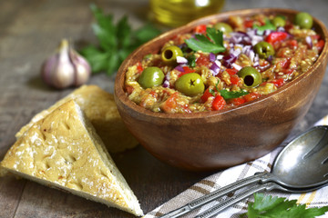 Rustic mediterranean eggplant salad.