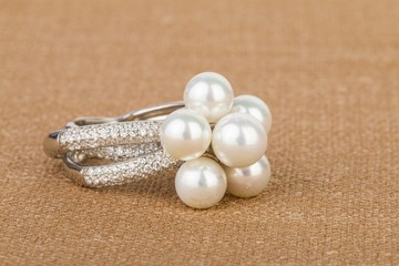 Beautiful ring with gems. Stock Image macro.