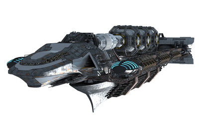 3d illustration of an interstellar spaceship for futuristic deep space travel or science fiction backgrounds, with the clipping path included in the file