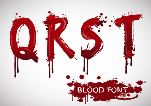 Vector blood alphabet is isolated on a white background,red spla