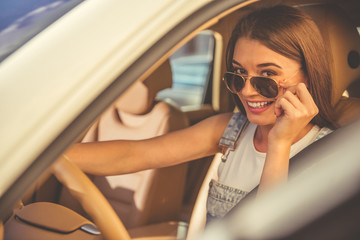 Girl driving the car