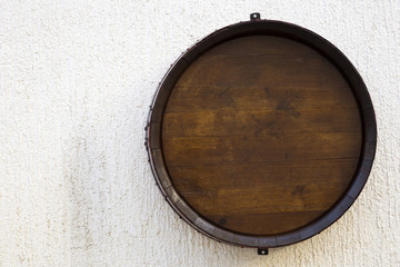 Barrel as a decoration on wall in Motovun, Istria - Croatia