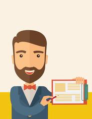 Handsome man with clipboard 