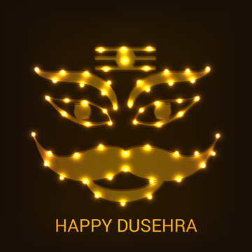 Creative Offer banner or poster of dussehra with Ravana head.