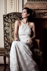 Beautiful bride on a wedding dress