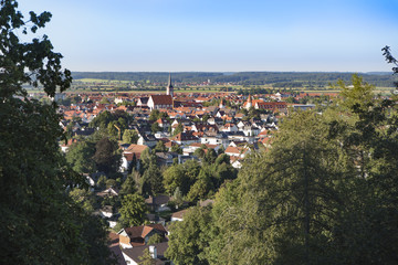Kreisstadt Mindelheim im Allgäu - Stadtblick von der Mindelburg aus