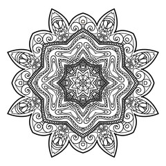 Mandala hand drawn design. Can be used like Coloring page. Vintage oriental round decorative element. vector illustration