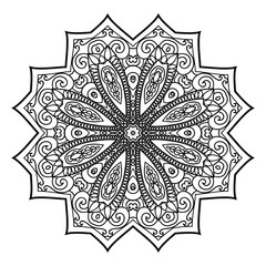 Mandala hand drawn design. Can be used like Coloring page. Vintage oriental round decorative element. vector illustration