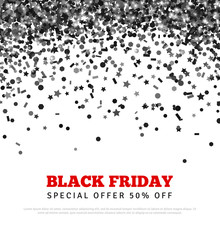 Black Friday Sale Poster with Falling Confetti