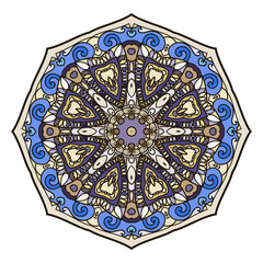 Abstract ethnic colored mandala ornamental pattern. Unique oriental style hand drawn design elements. templates for your designs