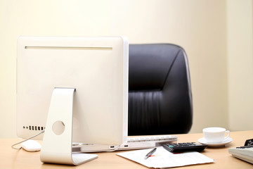 Office desk with the computer