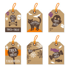 Set of Retro Halloween Gift Tags