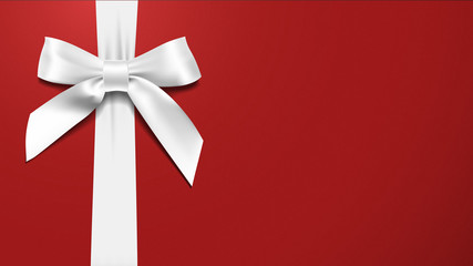 realistic White bow on a red background