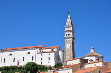 Fototapeta na wymiar Piran city tower, Istria, Slovenia
