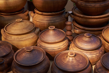 Fototapeta na wymiar Ceramic pots handmade clay