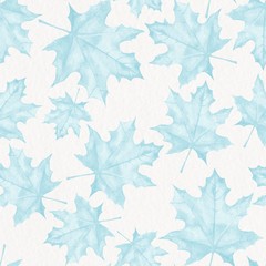 Maple leaves. Watercolor painting. Seamless pattern on paper texture