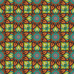 Ornate floral seamless texture, endless pattern with vintage mandala elements.