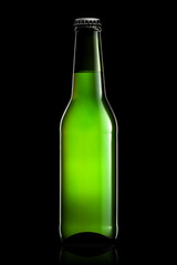 Bottle of beer or cider with clipping path isolated on black background